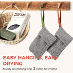 ZOMCHI Soap Saver Bags for Bar Soap, 2 Pack, Deep Texture Grey | Nylon Mesh Helps Create Rich Lather, Hanging Loop, Quick Drying Design, Roomy Pouch For Bath And Shower Routines