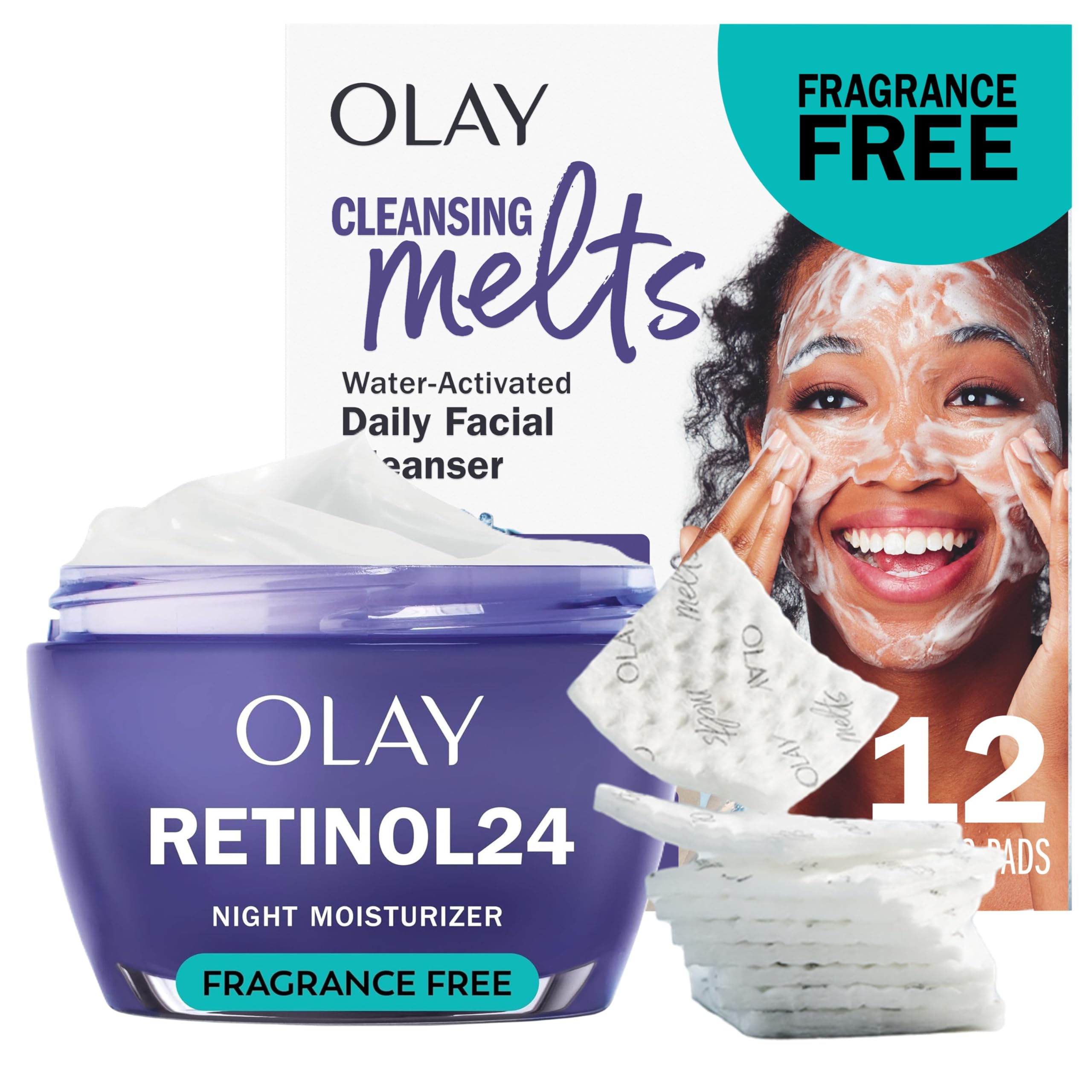 Buy now Olay Retinol Night Cream for Women, Anti-Aging Face Moisturizer, Fragrance-Free, Non Greasy - Anti-Wrinkle, Smooth Fine Lines, Hydrating Skin Care - Triple Collagen Cream, Peptide, Niacinamide, 1.7oz at indiglob india