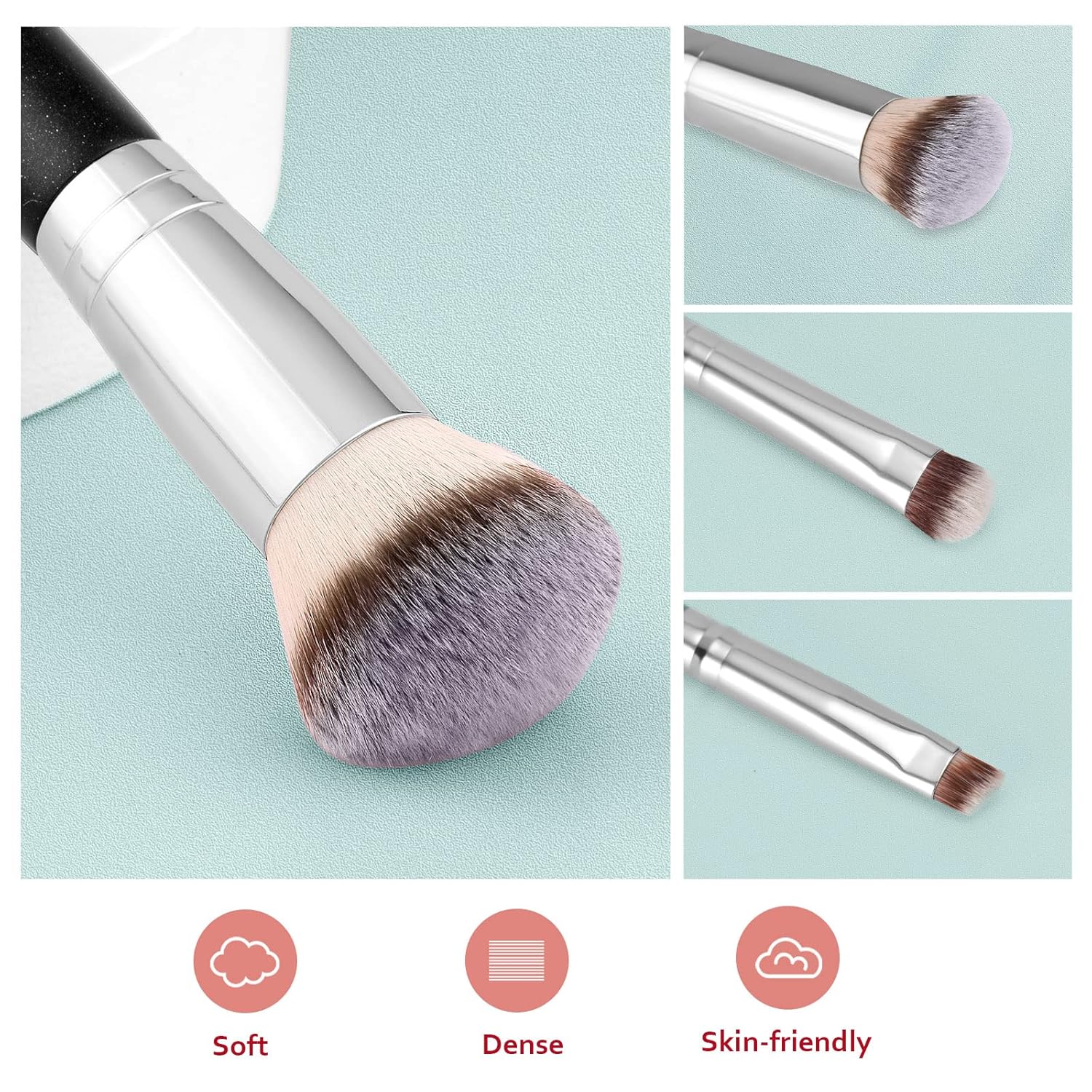 Buy now Makeup Brushes Dual-ended Foundation Brush - START MAKERS 2-in-1 Concealer Brush Face Eyebrow Eyeshadow Brush for Liquid, Powder, Buffing, Blending, Contouring Foundation Make Up Brushes(2Pcs) at indiglob india