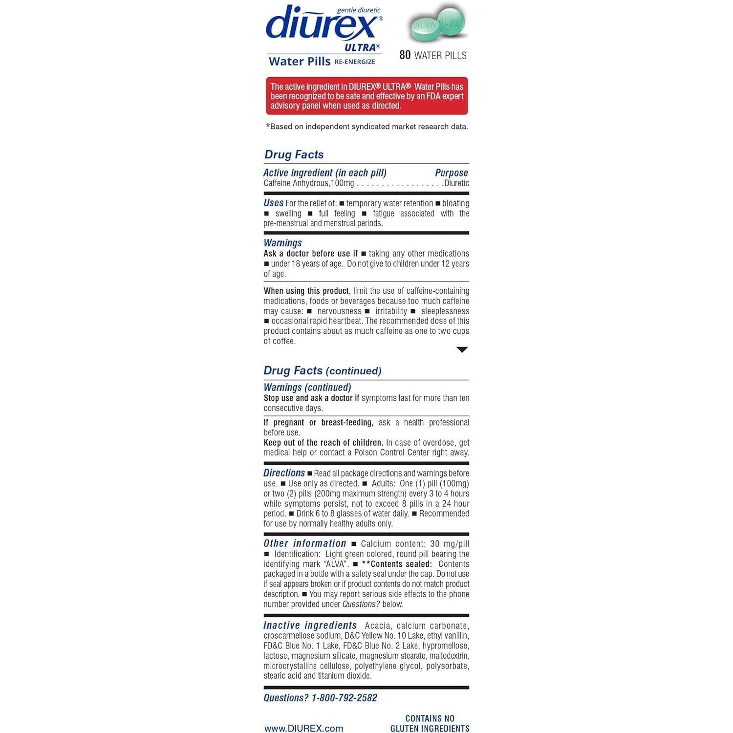 Buy now Diurex Ultra Re-Energizing Water Pills - Relieve Water Bloat - Feel Better & Less Heavy - 80 Count at indiglob india