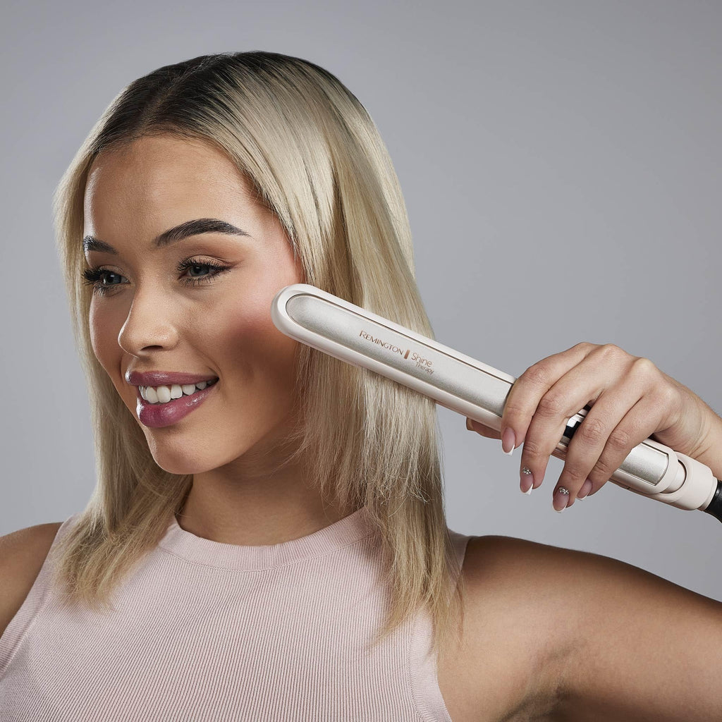 Remington Shine Therapy 1 Inch Hair Straightener, Argan Oil & Keratin | Keratin ceramic plates deliver smooth results; this flat iron reduces frizz for ideal hair styling.
