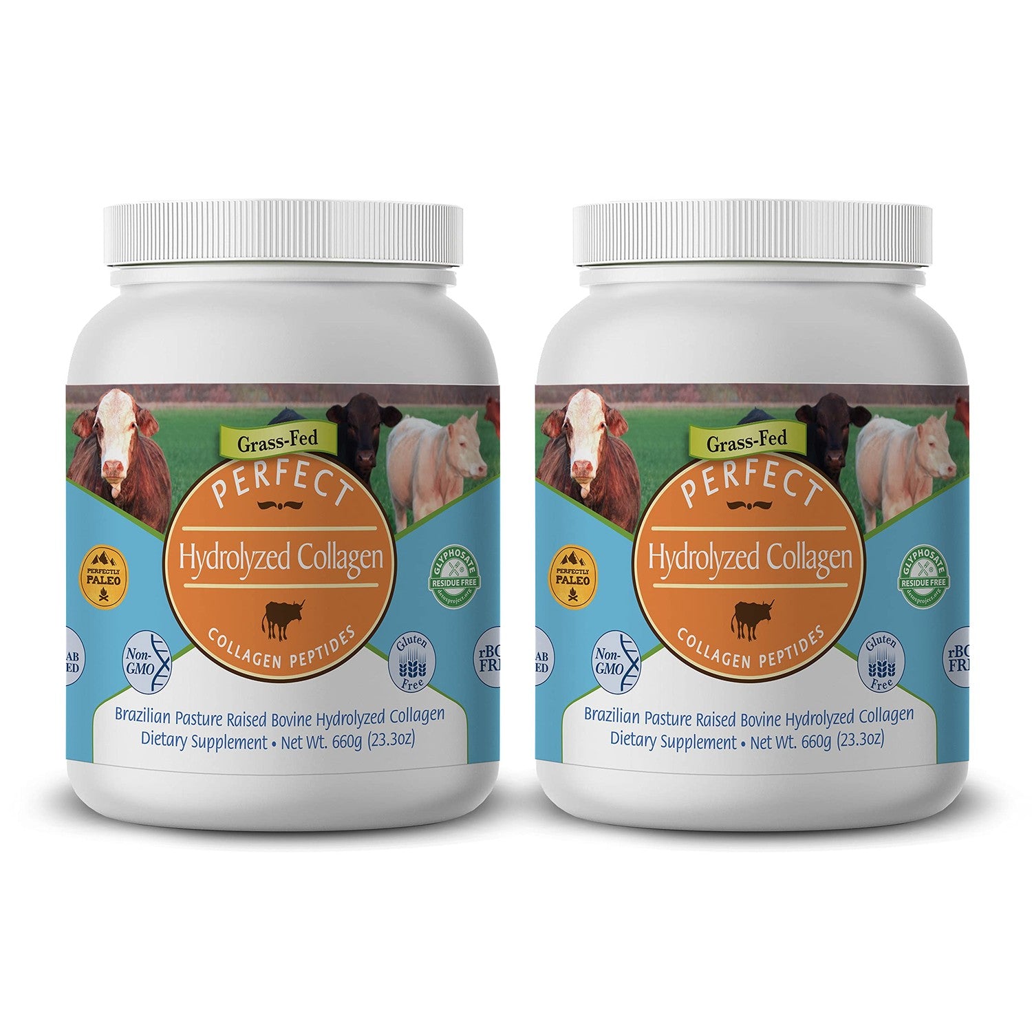Perfect Supplements – Unflavored Hydrolyzed Collagen Powder for Men and Women - Collagen Peptides - Mix in Hot Cold Liquids, Grass Fed, Easy Absorption, 660 Grams