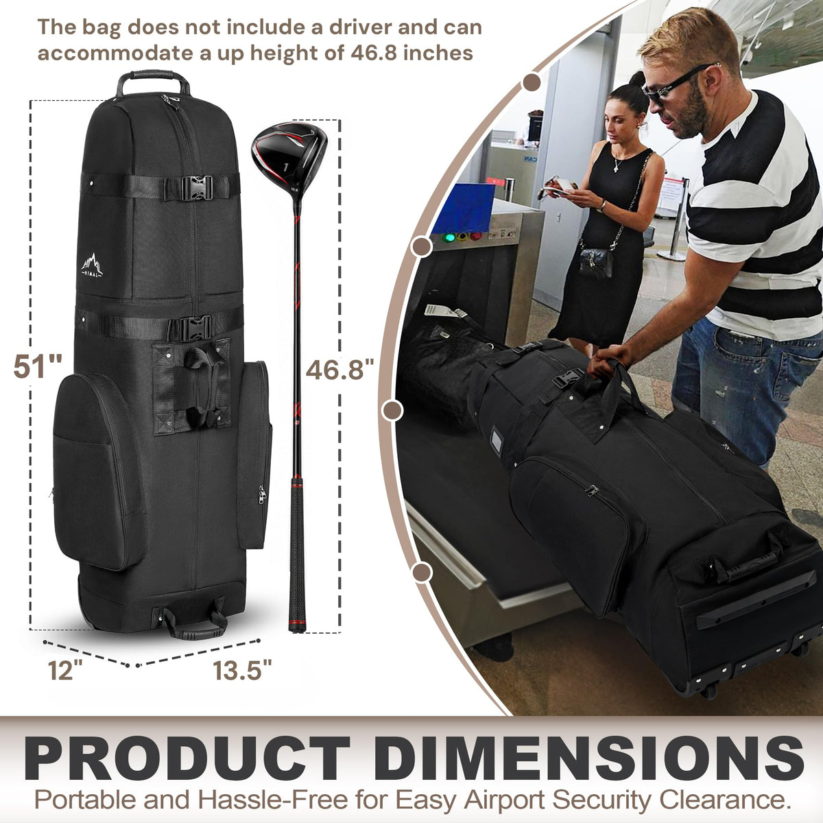 Golf Travel Bag - Heavy Duty 600D Polyester Oxford Wear-Resistant