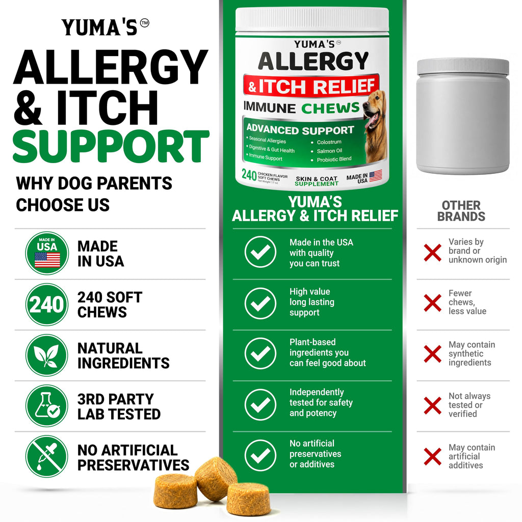 Dog Allergy Chews for Itchy Skin - 240 Treats - Anti-Itch Immune Relief
