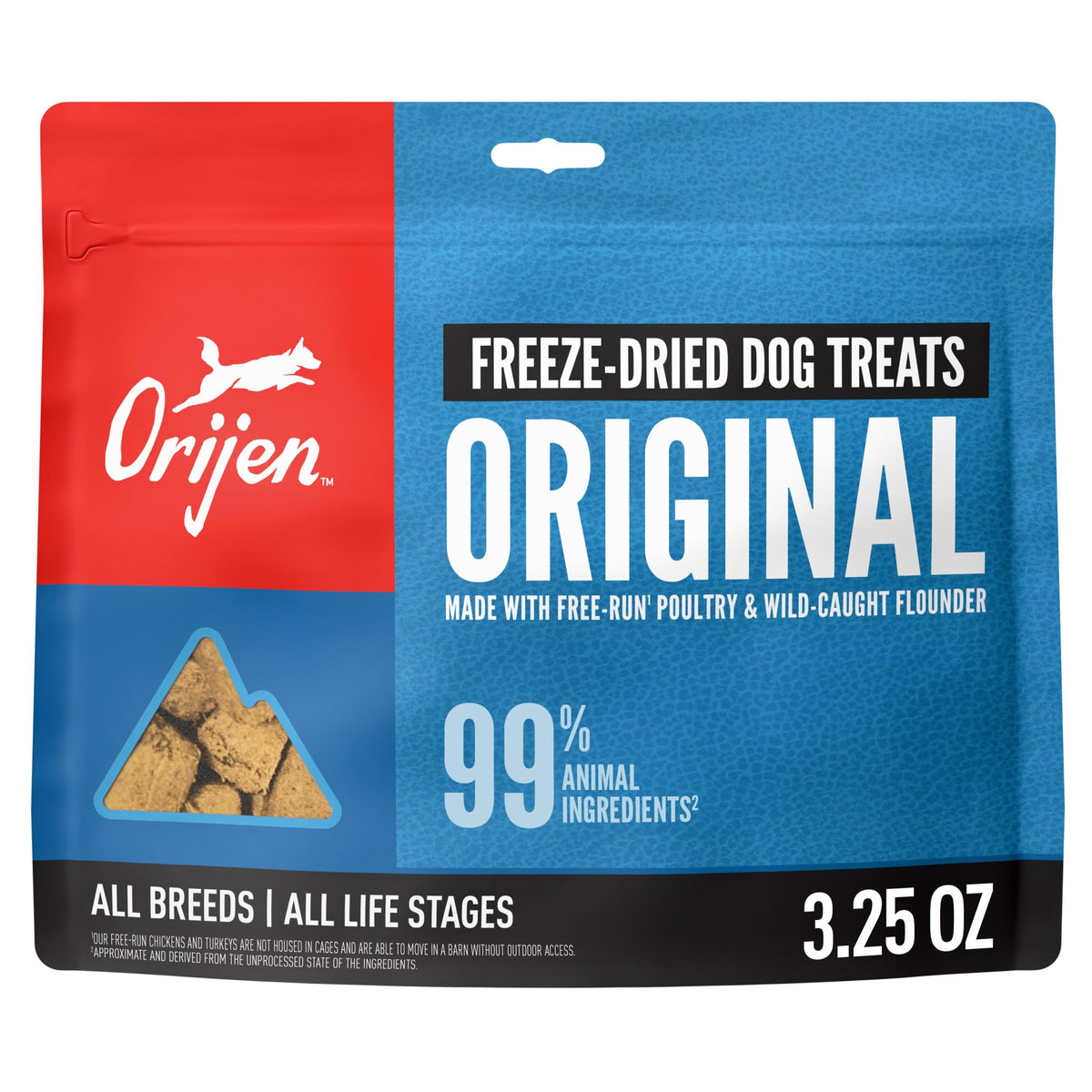 ORIJEN WHOLEPREY Freeze Dried Dog Treats Original Recipe 3.25oz Bag