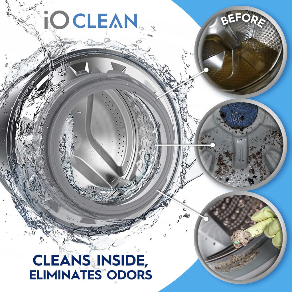 iO CLEAN Washing Machine Cleaner Descaler Tablets, 24 Count |1 Year Supply