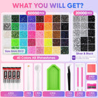 70000Pcs Bedazzling Kit 2 Boxes with Rhinestones for Bedazzling, DIY Crafts