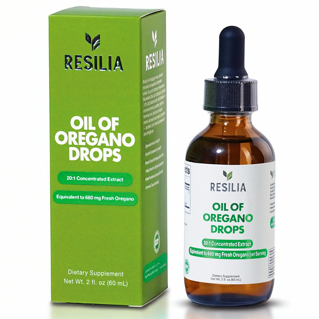 Resilia Premium Oregano Oil Drops | 34 mg Oregano Oil Per Serving | Herbal Liquid Supplement | Non-GMO | Easy-to-Use Dropper | 60 ml