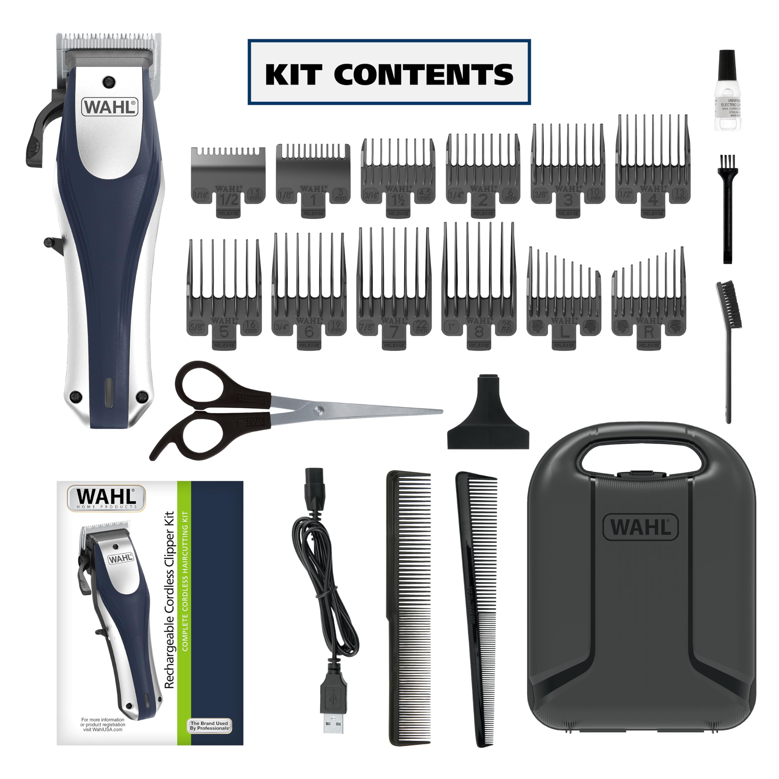 Wahl Lithium Ion Pro Rechargeable Cordless Hair Clippers for Home Haircuts | Cordless At Home Haircuts For Men, Women & Children, Smart Charge Technology For Convenient Haircutting – Model 79470