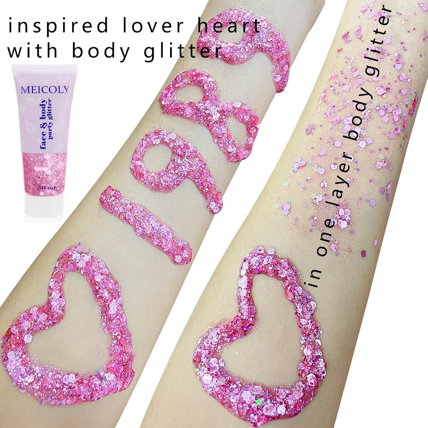 Buy now MEICOLY Pink and Clear White Face Body Glitter Set,Pink Face Glitter Gel,Singer Concerts Festival Rave Accessories,Glitter Face Paint for Women Kids,Mermaid Glitter Makeup,Body Glitter for Women at indiglob india