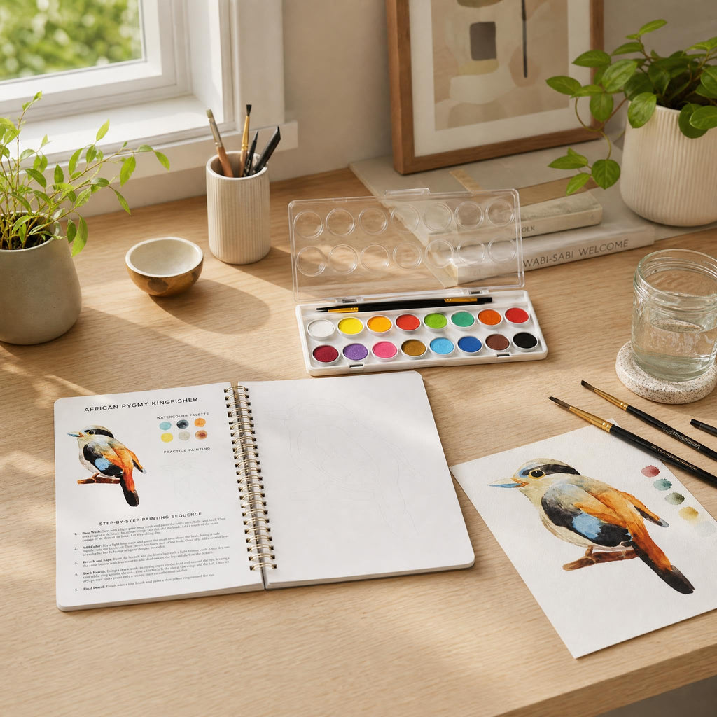 Beautiful Watercolor Paper Workbook Set for Beginners with Paint Included