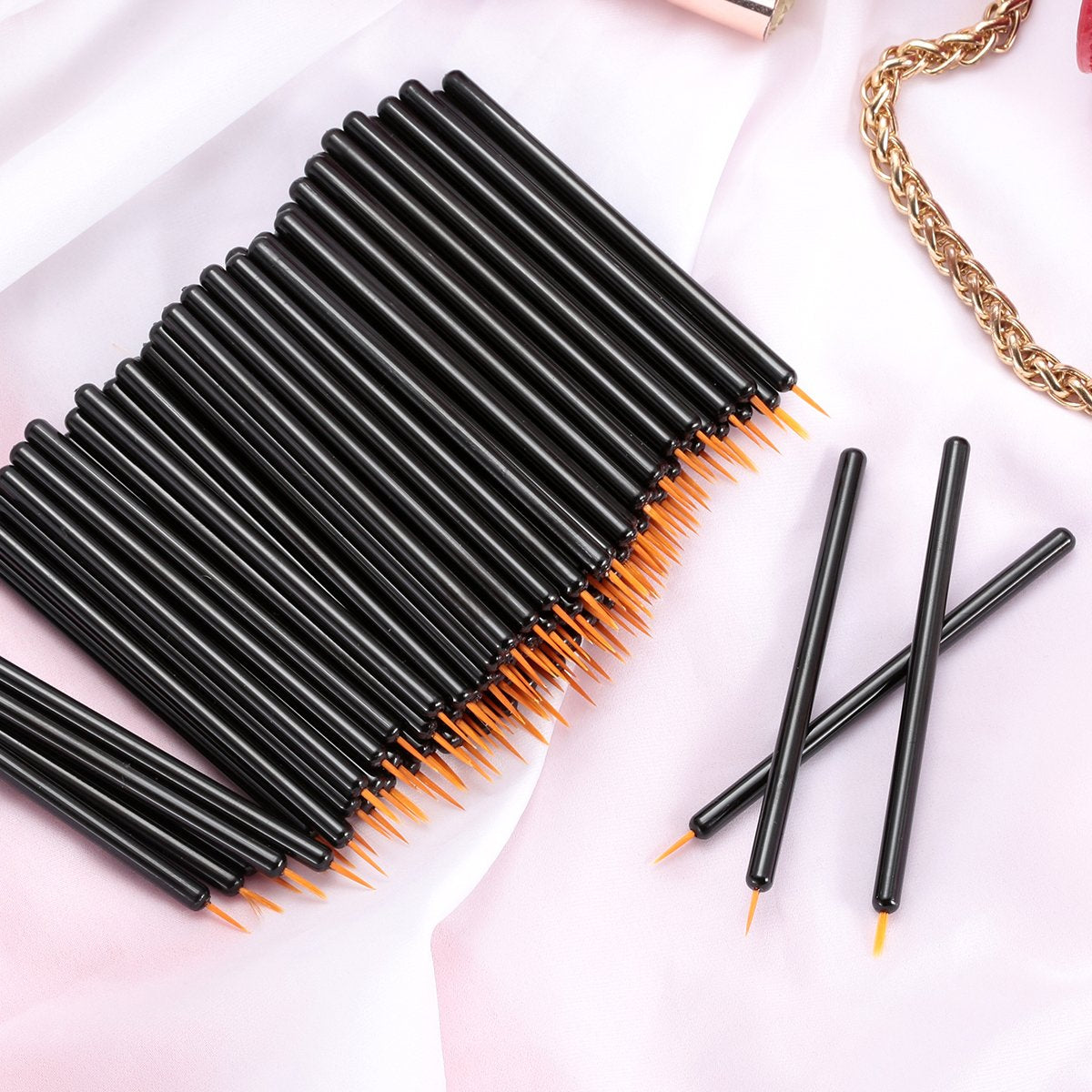 Buy now KINGMAS 100 Pack Eyeliner Brush, Disposable Ultra-fine Point Eyeliner Applicator Cosmetic Eye Wands Eye Liner Makeup Tool at indiglob india
