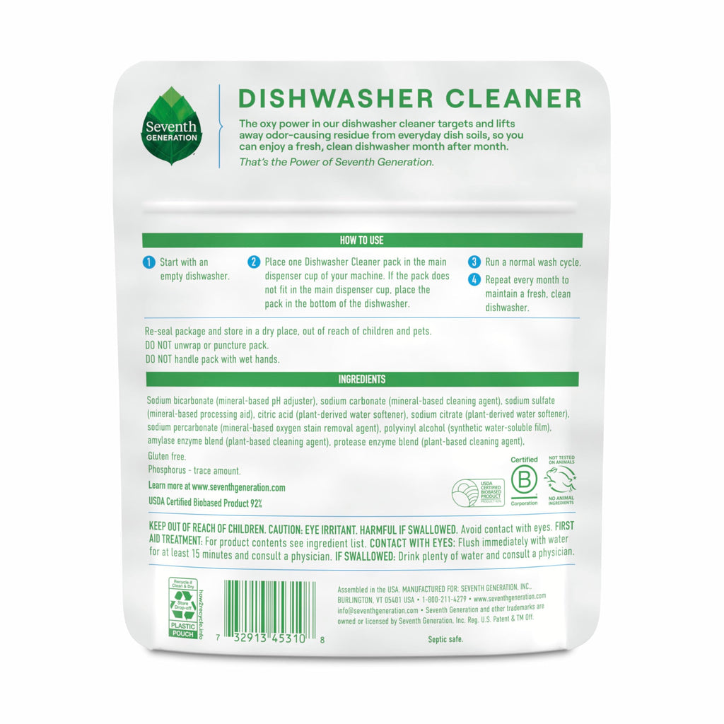 Buy now Seventh Generation Dishwasher Cleaning Packs 6 Count Free & Clear Removes odor-causing residue Powered by oxy power at indiglob india