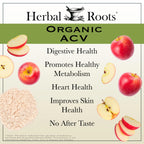 Herbal Roots Organic Apple Cider Vinegar Capsules with Mother - Pure Extra Strength - 60 Vegan Capsules