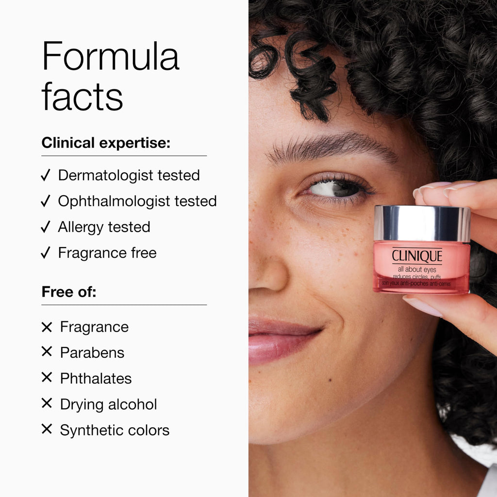 Clinique All About Eyes: Lightweight Eye Cream Vitamin C Formula + Rich Eye Cream Hyaluronic Acid Formula | Hydrating, Brightening, Depuffing