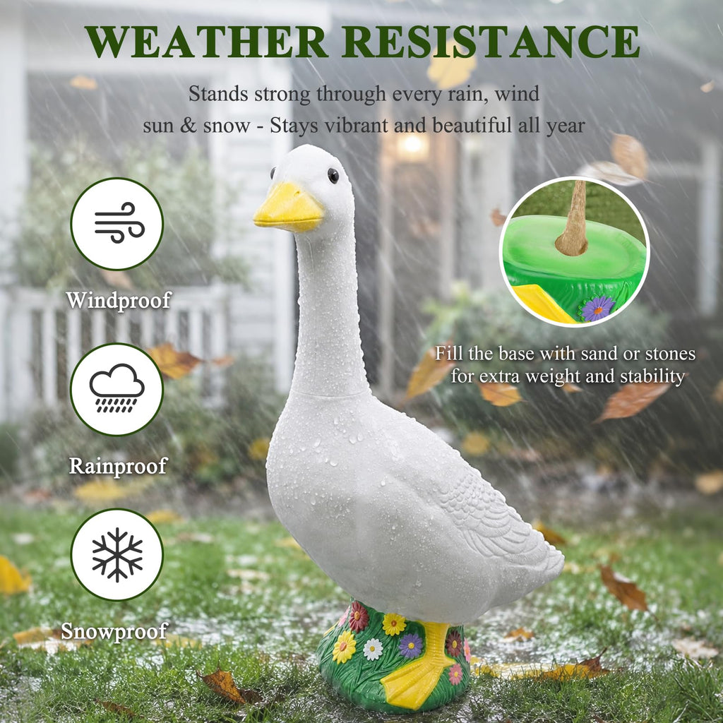 23 Inch Large Porch Goose Statue - PE Plastic Outdoor Goose Decor for Lawn, Yard, & Garden Decoration, Unique Housewarming Birthday Graduation Gifts for Women Mom Grandma