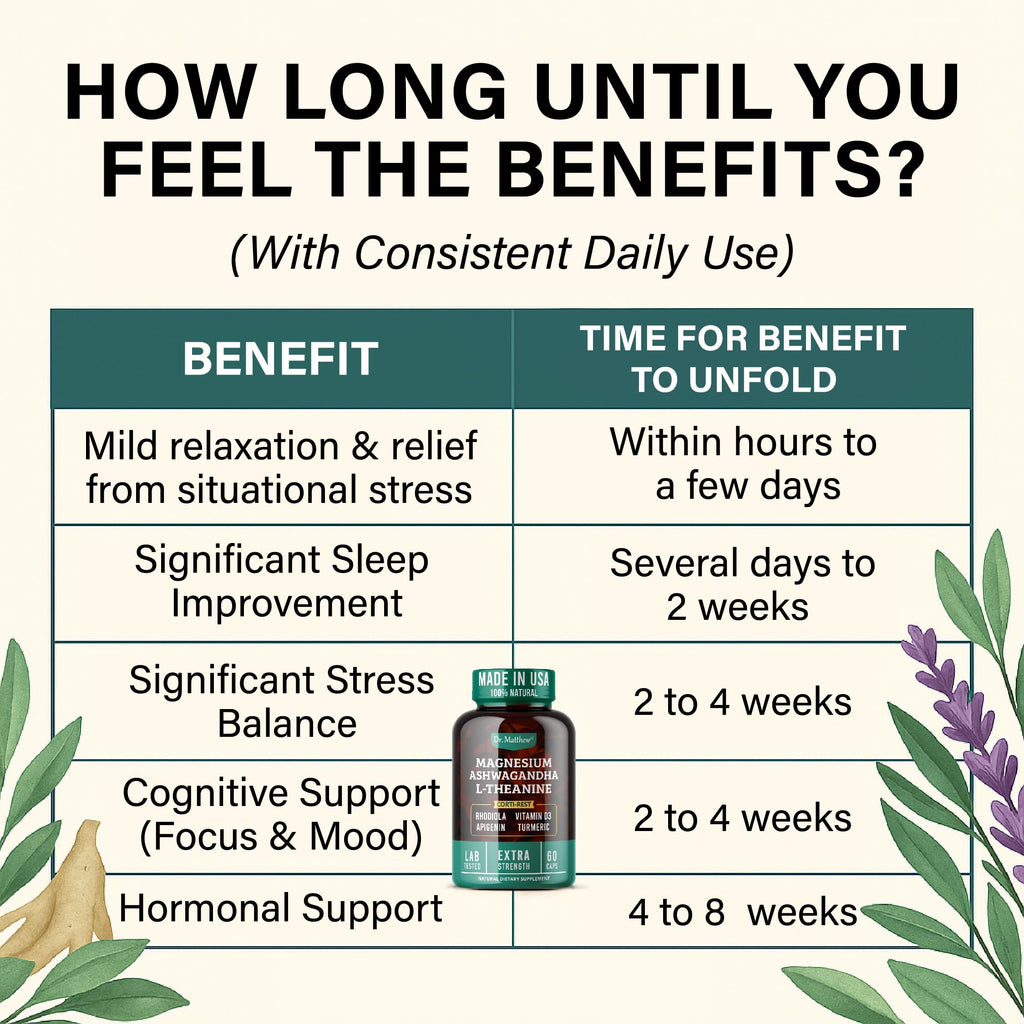 Cortisol Reducer & Adrenal Support Supplement–Natural Stress Relief with Ashwagandha KSM-66, Magnesium Glycinate & Citrate, L-Theanine, Rhodiola, Apigenin, Turmeric & Vitamin D3–Calm Mood & Relaxation