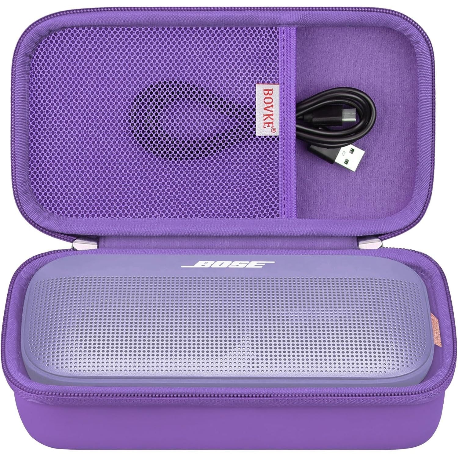 Buy now BOVKE Hard Travel Speaker Case for Bose New SoundLink Flex Speaker (2nd Gen) / Bose SoundLink Flex Bluetooth Portable Speaker, Extra Mesh Pocket for Bose Speaker Charger, Charging Cables, Stone Blue Chilled Lilac at indiglob india