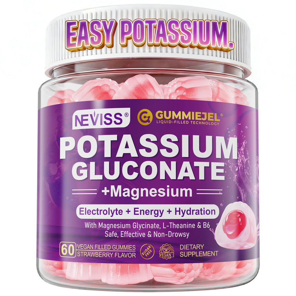 Potassium Gluconate 1300mg Gummies, Electrolyte Potassium Supplements, 60Ct