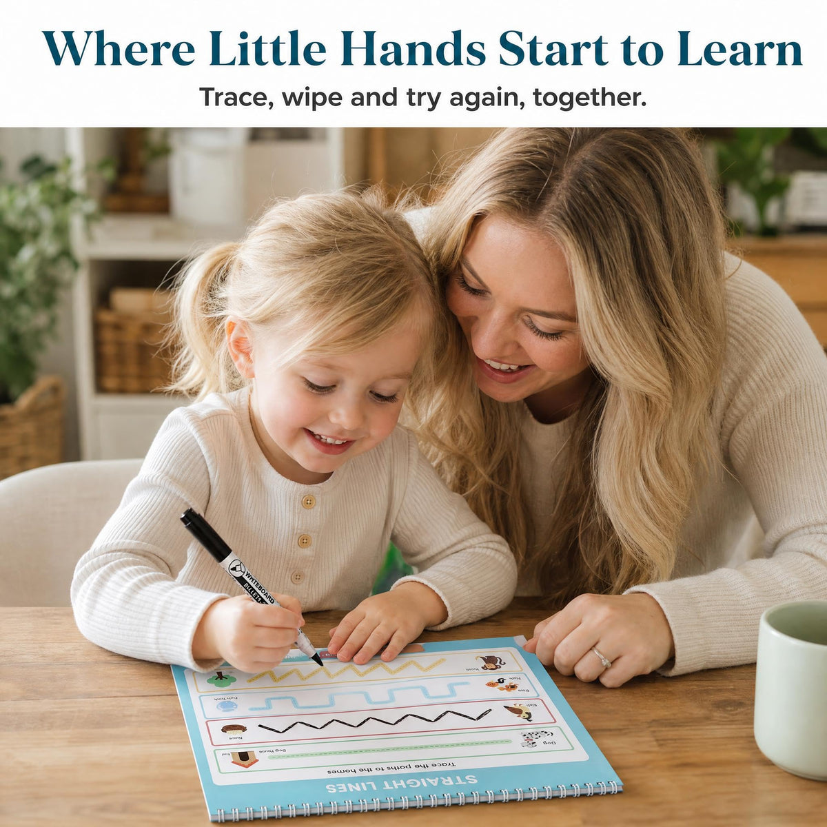 Fun Preschool Workbooks for Kids Age 3-5 - Reusable Dry Erase Tracing Books