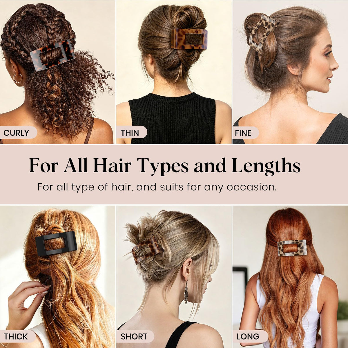 Authentic 4 PCS large flat hair clips in various styles for all hair types and lengths. Perfect for any occasion.