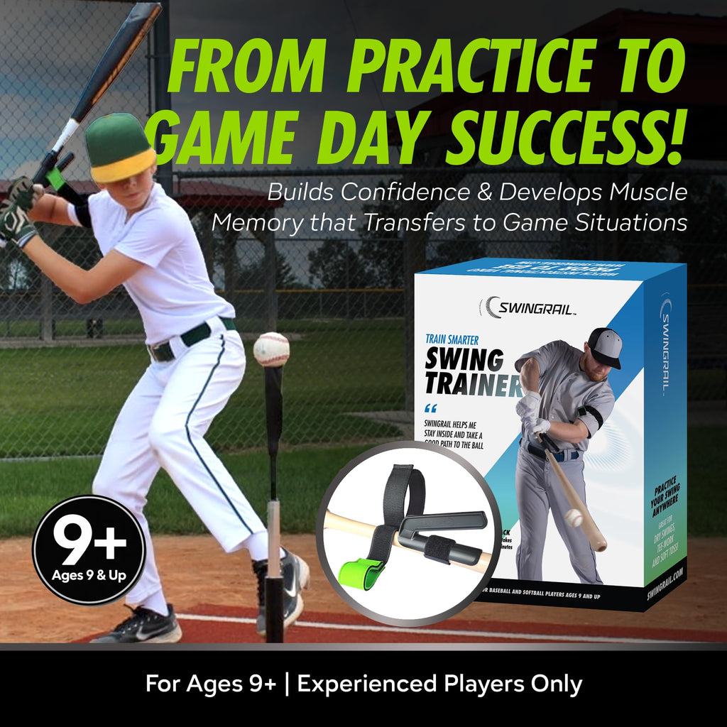 SWINGRAIL Baseball/Softball Hitting Trainer – Swing Trainer Aid for Batting & Hitting Practice – Baseball Training Equipment to Improve Bat Speed, Swing Mechanics, Contact & Timing – For Ages 9 and Up