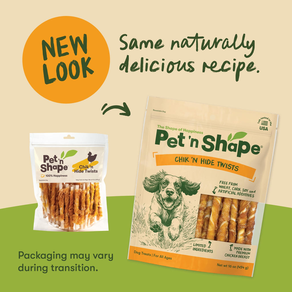 Pet 'n Shape Chik 'n Hide Twists, Chicken Wrapped Rawhide Dog Treats, 16 oz