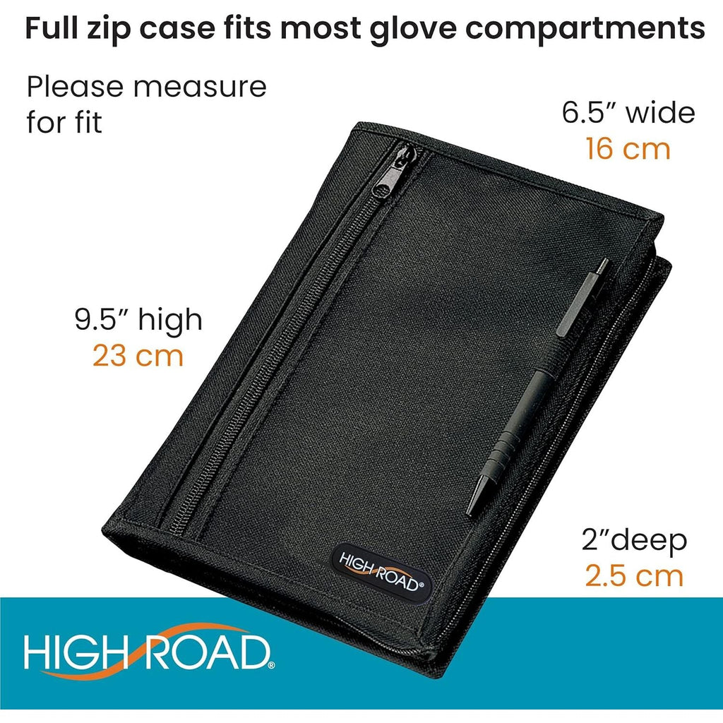 Buy now High Road Car Glove Box Organizer, Registration and Insurance Document Holder and Car Manual Holder with Flexible Secure Zippered Case and Note Pad at indiglob india