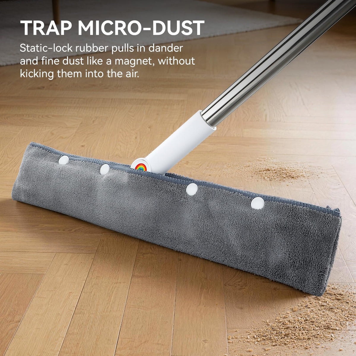 Magic Squeegee Broom for Floors, 62 in Handle, Rubber Pet Hair Remover