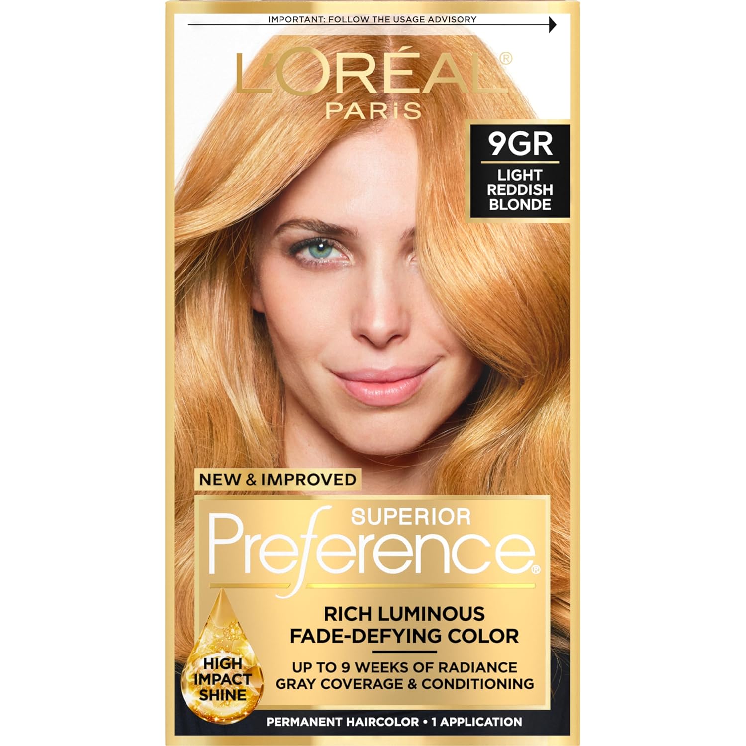 Buy now L'Oreal Paris Superior Preference Luminous Fade-Defying Permanent Hair Color, Hair Dye For Up to 9 Weeks of Radiance, Light Ash Blonde 9A, 1 Hair Dye Kit 9GR Golden Reddish Blonde 1 Count (Pack of 1) at indiglob india