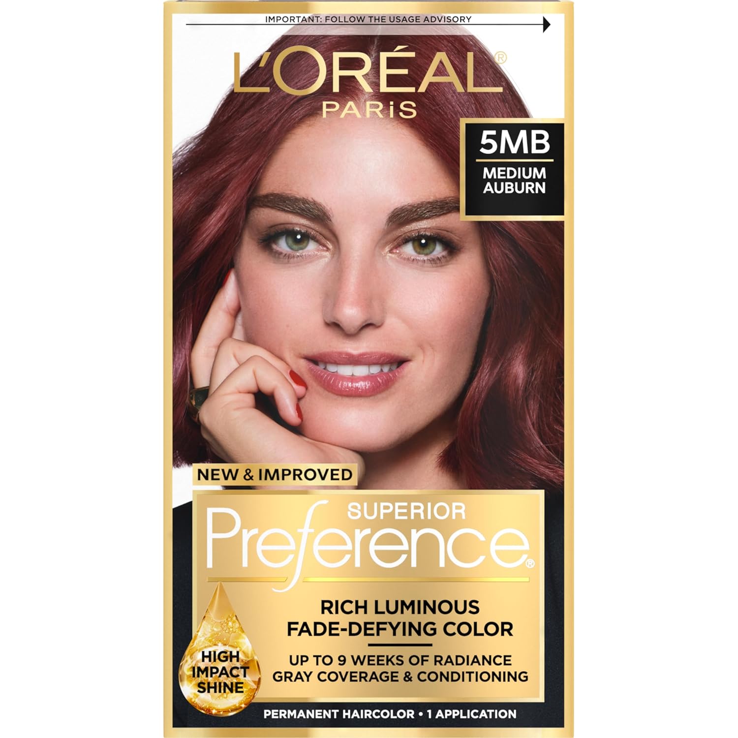 Buy now L'Oreal Paris Superior Preference Luminous Fade-Defying Permanent Hair Color, Hair Dye For Up to 9 Weeks of Radiance, Light Ash Blonde 9A, 1 Hair Dye Kit 5MB Medium Auburn 1 Count (Pack of 1) at indiglob india