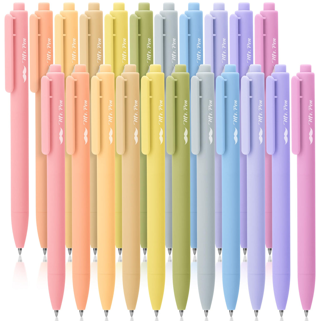 Mr. Pen- Retractable Gel Pens, 22 Pack, Black Ink, Mild Pastel Barrel