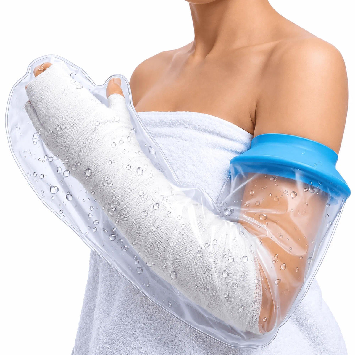UpGoing Ringless Waterproof Cast Covers for Shower Arm Adult - Long Full Silicone Cast Protector for Swimming, Reusable Medical Grade Arm Cast Cover to Keep Wounds Dry for Arm, Hand, Wrist & Elbow