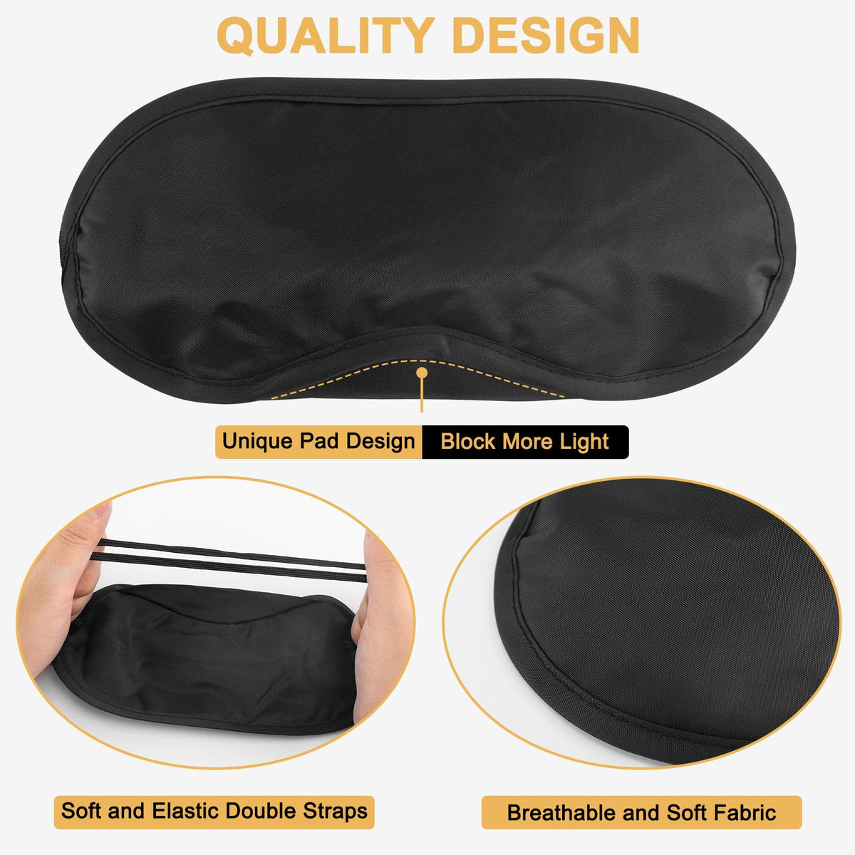 NICEMOVIC 10 Pcs Blindfold Sleep Eye Masks for Party Games Adults Couples Travel, Party Favors for Men Adults, Individually Wrapped Sleep Masks Bulk for Women Men Kids, Eye Covers for Sleeping (Black)