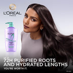 L'Oreal Paris Elvive Hyaluron + Pure 72H Purifying Shampoo for Oily Hair, Clarifying Shampoo with Salicylic Acid and Hyaluronic Acid, 28 Fl Oz