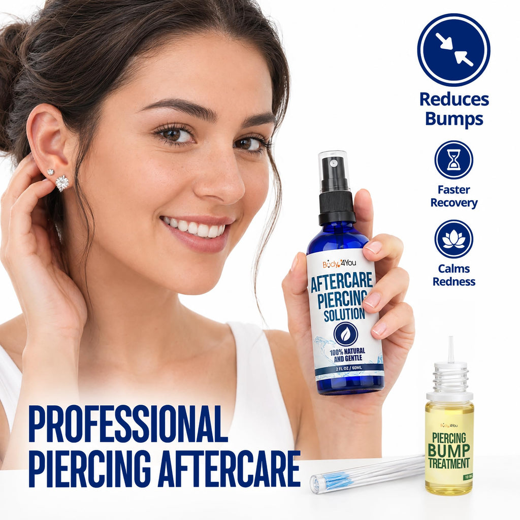 BodyJ4You Piercing Aftercare Kit - Spray Bump Oil Piercing Cleaner Floss
