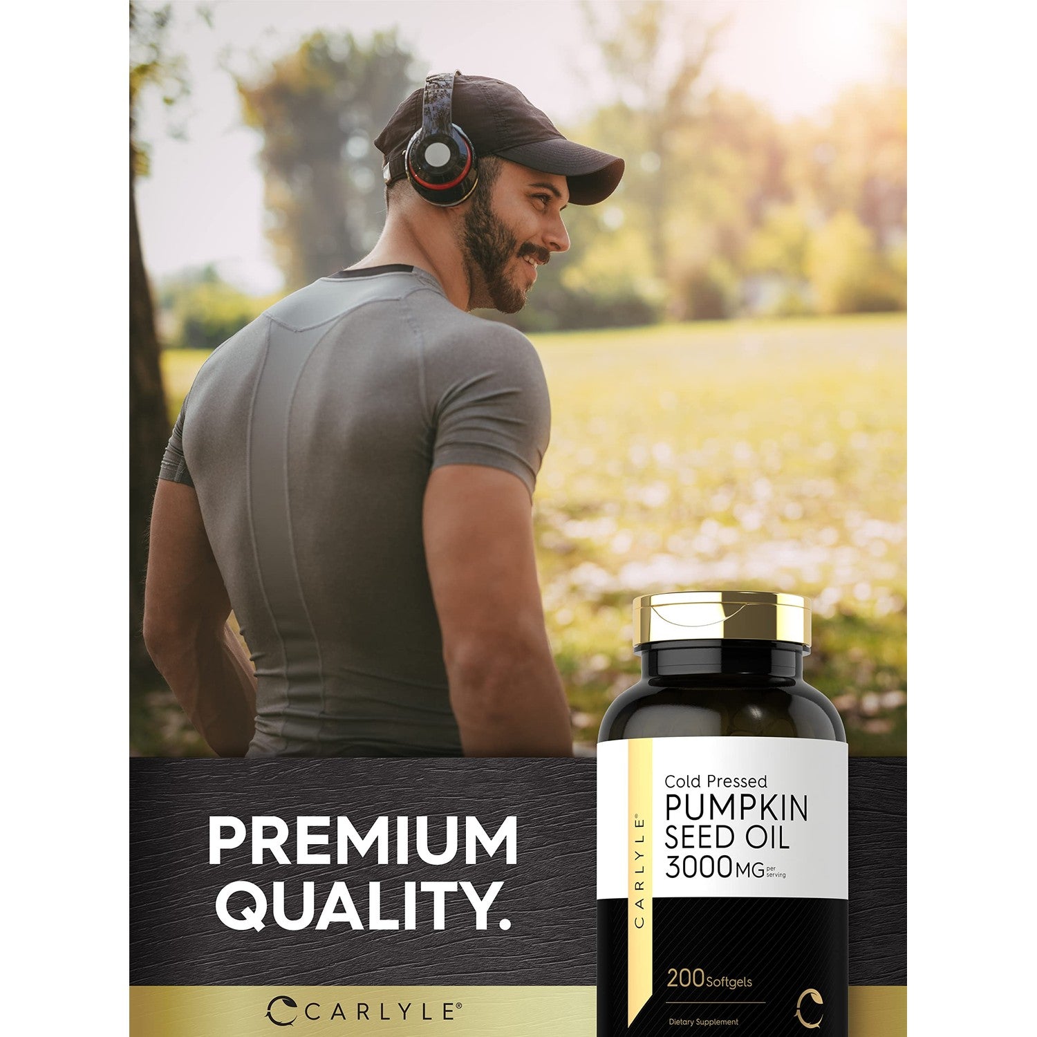 Carlyle Pumpkin Seed Oil Capsules | 3000mg | 200 Softgels | Essential Fatty Acids | Cold Pressed Dietary Supplement | Non-GMO and Gluten Free Formula