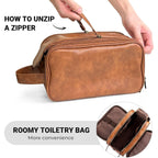 Buy now Elviros Toiletry Bag for Men, Large Travel Shaving Dopp Kit Water-resistant Bathroom Toiletries Organizer PU Leather Cosmetic Bags at indiglob india