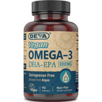 Buy now DEVA Vegan Omega-3 DHA EPA Supplement Once-Per-Day Softgel 300 MG - Carrageenan Gelatin & Gluten Free - Non-Fish Algae Oil Fatty Acids - 90 Softgels at indiglob india