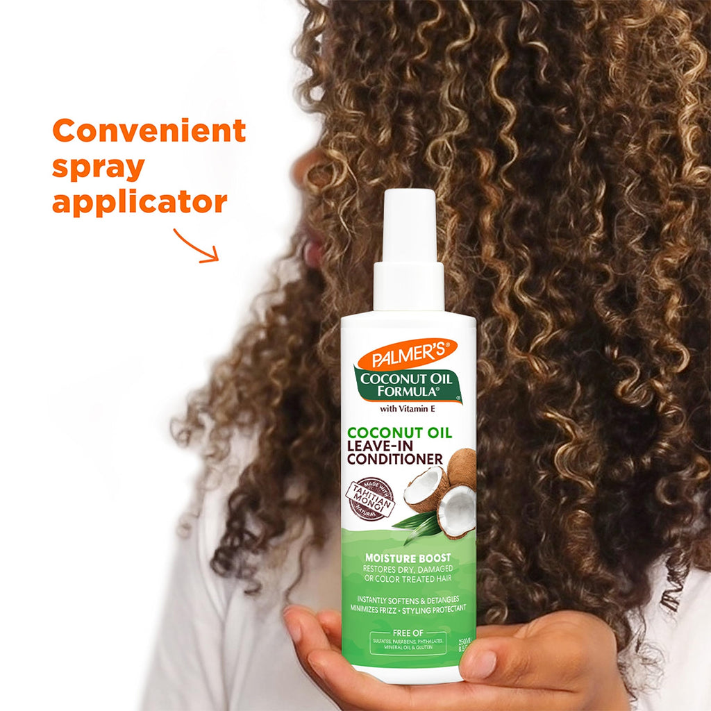 Palmer's Leave-In Conditioner Spray, Coconut Oil Moisture Boost (8.5 Oz) | Moisture Boost Style Protectant for Dry, Damaged Hair, Instantly Detangles, Hydrates & Strengthens Textured & Curly Hair
