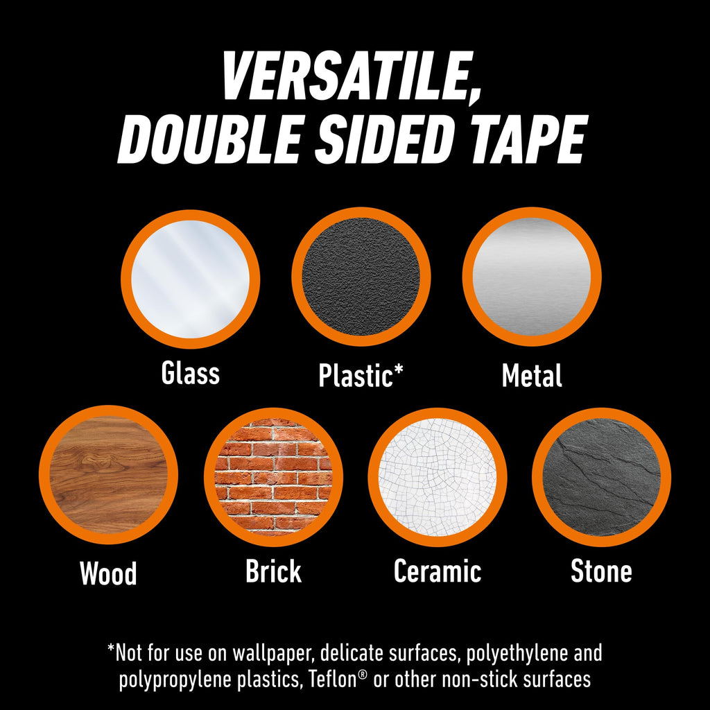 GORILLA Invisible Hold Double Sided Tape, 24 Pre-Cut 1" Mounting Squares