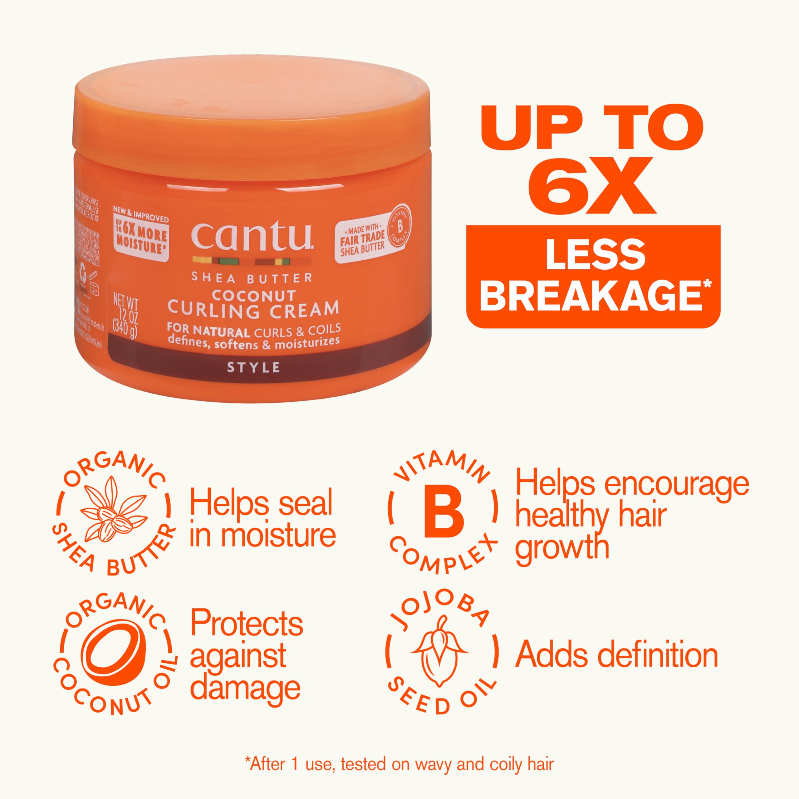 Cantu Coconut Curling Cream for Natural Hair with Pure Shea Butter, 12 oz (Pack of 2)