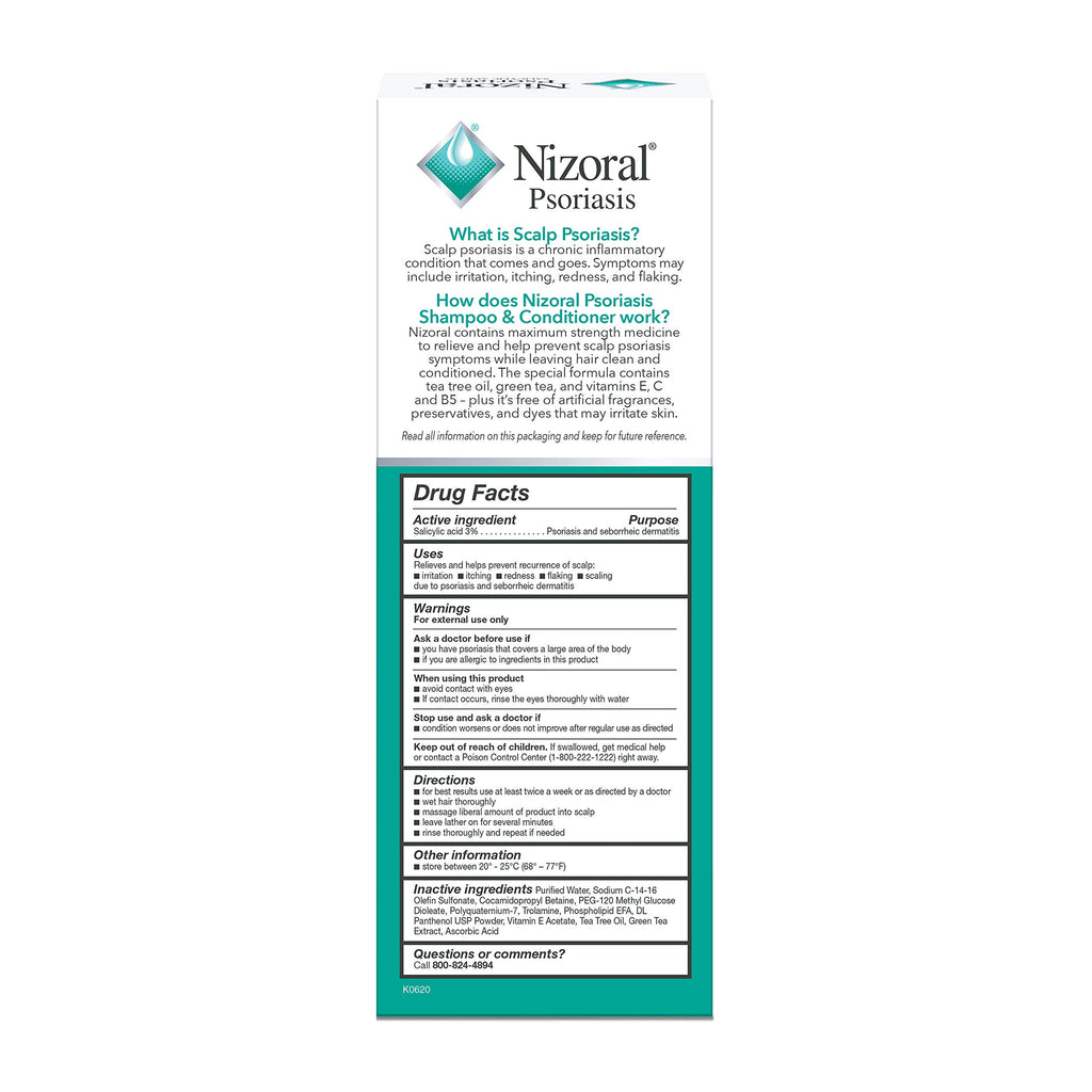 Nizoral Psoriasis Shampoo & Conditioner, 11 Oz, Gentle Scalp Treatment | Relieves Itching and Flaking, Redness and Scaling Effective Scalp Psoriasis Shampoo with Salicylic Acid and Tea Tree Oil