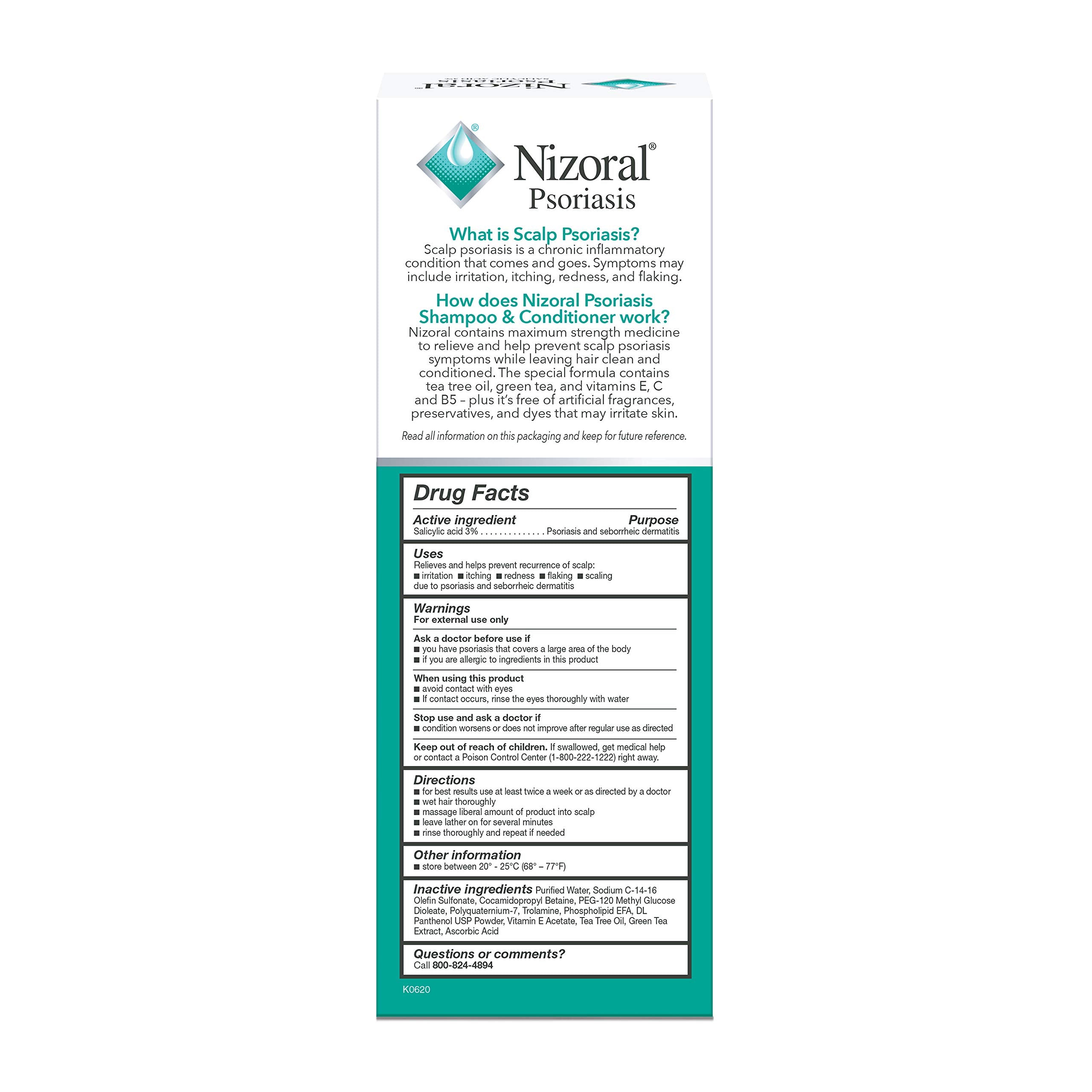Nizoral Psoriasis Shampoo & Conditioner, 11 Oz, Gentle Scalp Treatment | Relieves Itching and Flaking, Redness and Scaling Effective Scalp Psoriasis Shampoo with Salicylic Acid and Tea Tree Oil