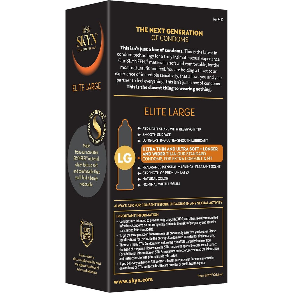 Buy now SKYN Elite Large Non-Latex Lubricated Condoms, 12 Count, Comfortable and Smooth Lubricated Condoms, Triple Tested (Pack of 1) at indiglob india