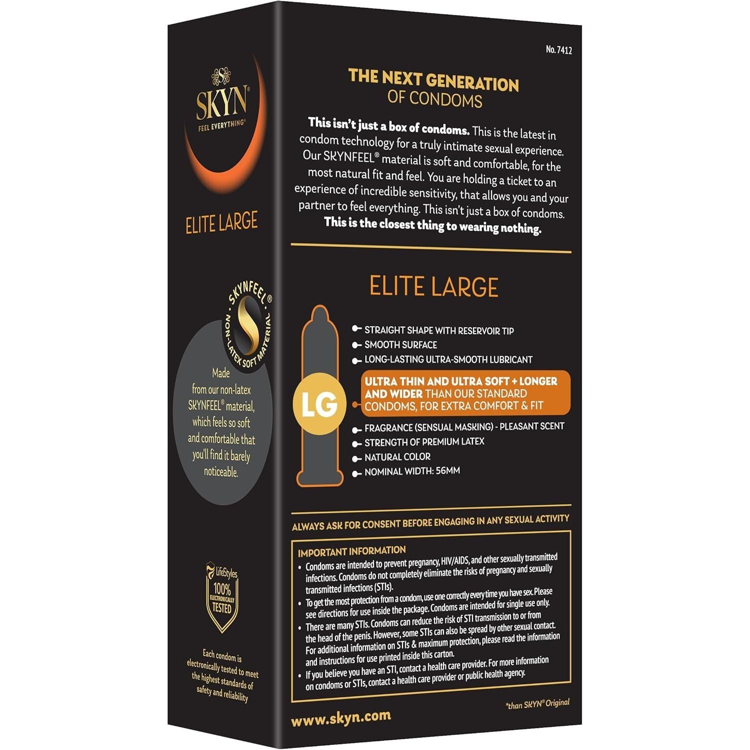 Buy now SKYN Elite Large Non-Latex Lubricated Condoms, 12 Count, Comfortable and Smooth Lubricated Condoms, Triple Tested (Pack of 1) at indiglob india