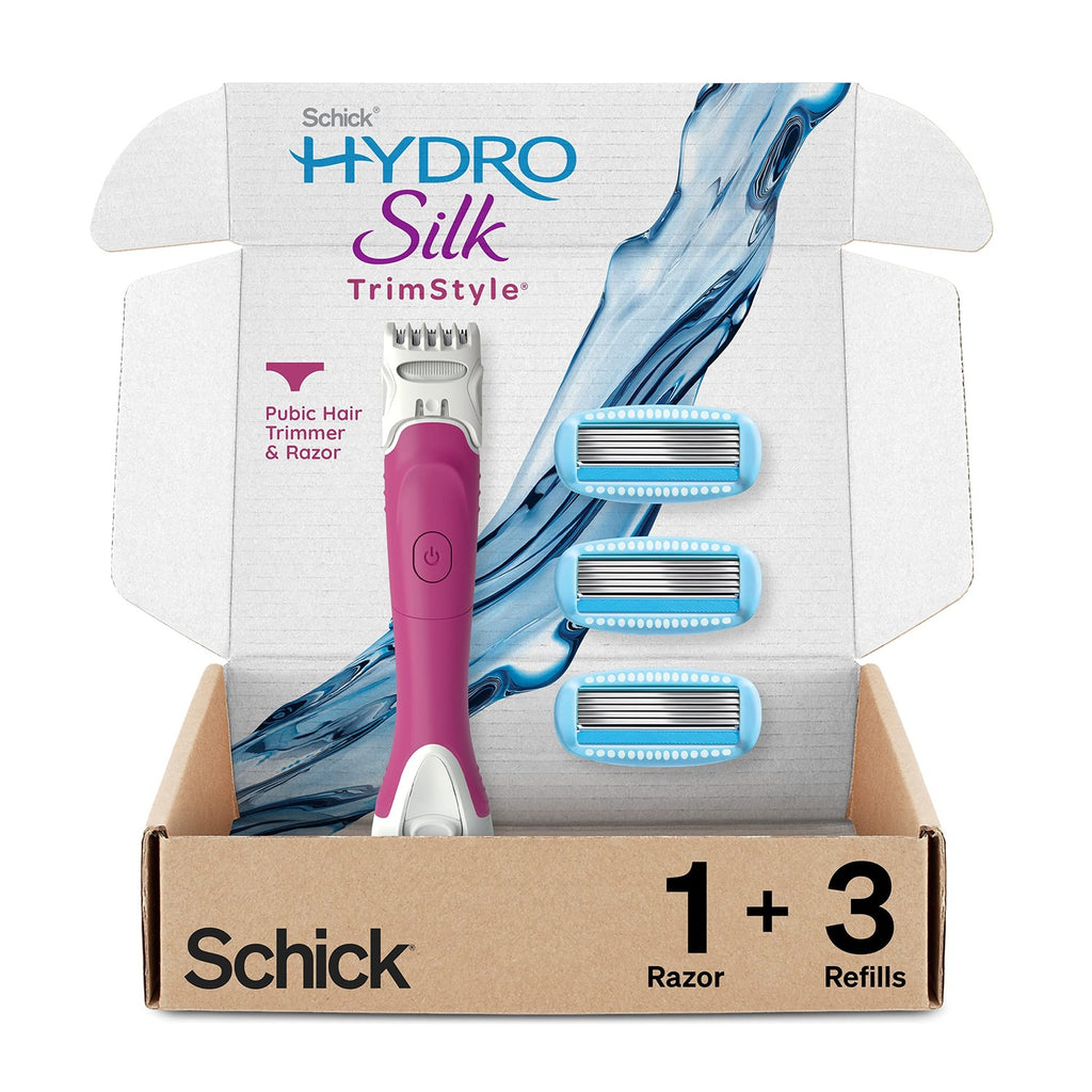 Schick Hydro Silk Trimstyle Bikini Razors with Trimmer & Touch-Up Exfoliating Dermaplaning Tool, Face & Eyebrow Razor with Precision Cover- 3 Count | Dermaplaning Razor For Women