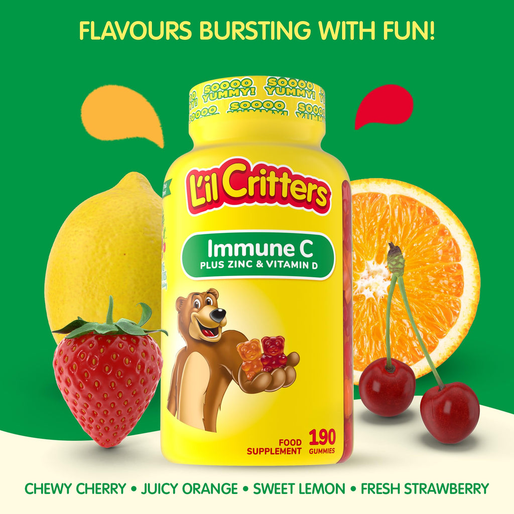 L'il Critters Kids Immune C Gummy Supplement with Vitamin C, Zinc and Vitamin D3 for Immune Support, 190 ct (95-190 day supply), 4 delicious flavors from America’s Number One Gummy Vitamin Brand
