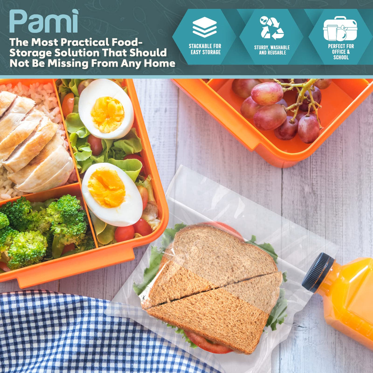 PAMI Fold Top Sandwich Bags,Disposable,No Zipper,Easy Open,For Lunch,200-Pk