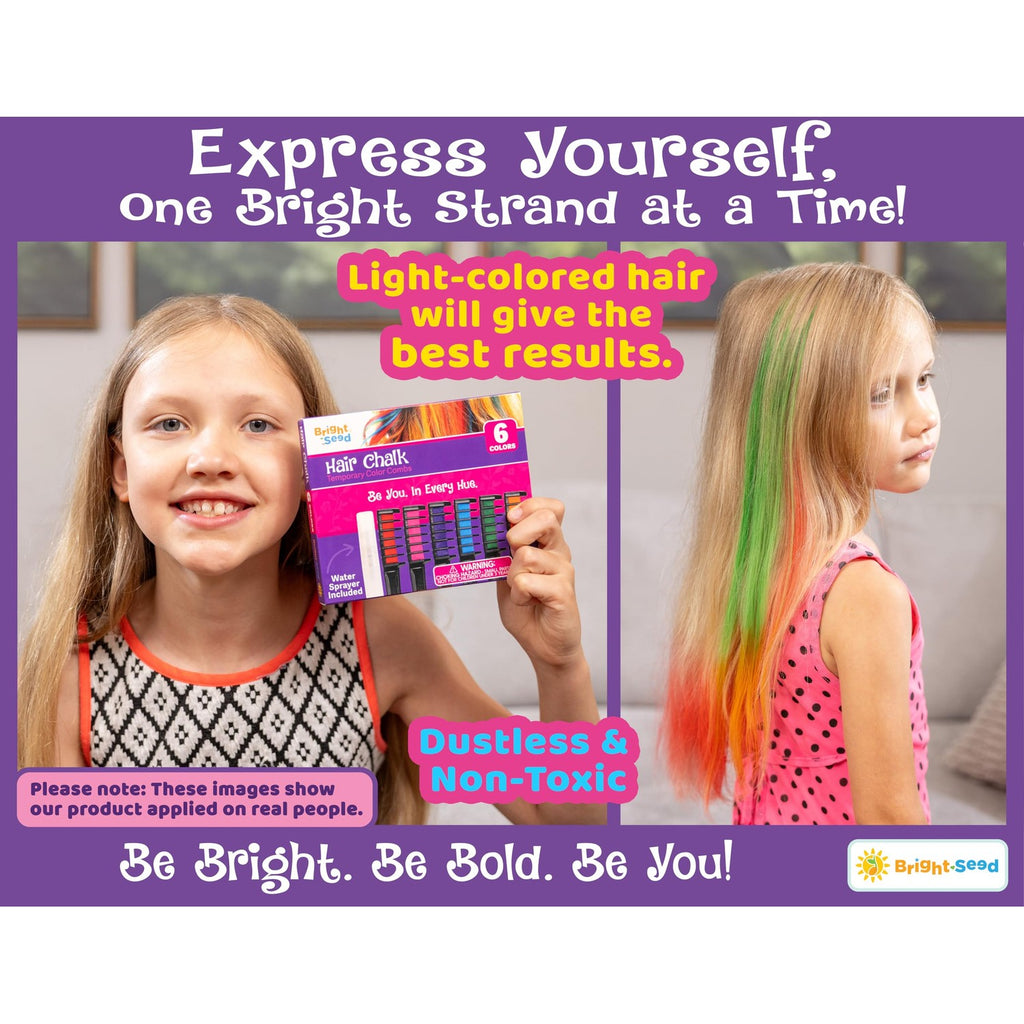 Bright Seed Hair Chalk for Girls, Fun Washable Temporary Hair Color